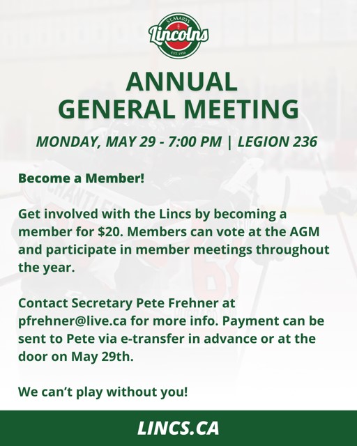 Lincolns AGM – Monday May 29 – 7pm